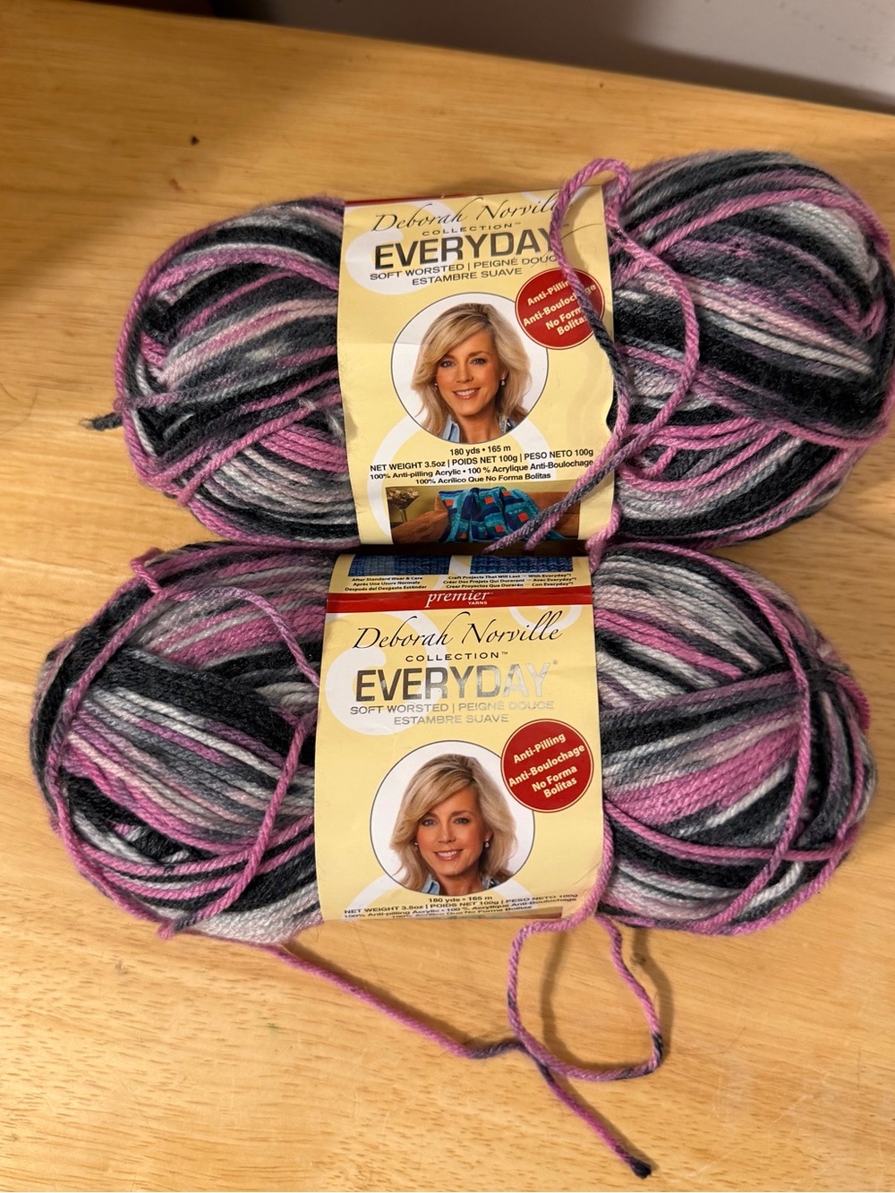Everyday Soft Worsted Yarn - Pink, Gray & Black, Lot of 2
